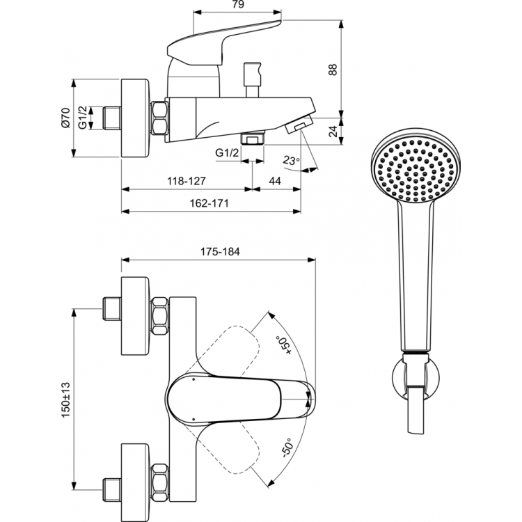 Vannas un dušas maisītājs Ideal Standard Ceraflex, B1722AA