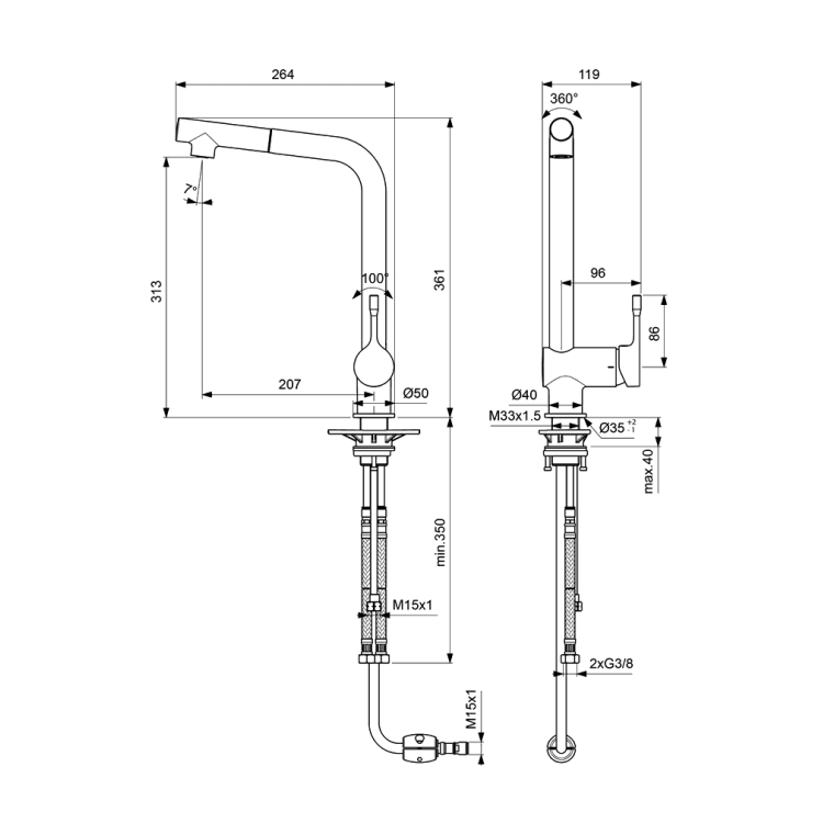 Virtuves izlietnes maisītājs Ideal Standard Ceraflex, BC176AA