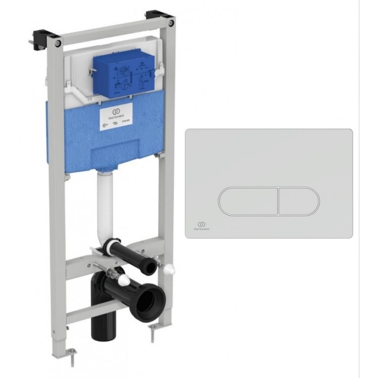 Iebūvējamais rāmis tualetes podam Ideal Standard ar hromētu pogu, R020467/0115AA