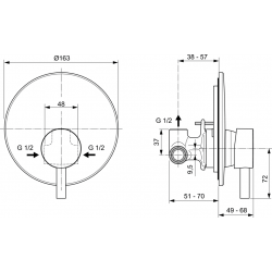 Dušas iebūvējamais maisītājs Ideal Standard Ceraline, hroms A6940AA