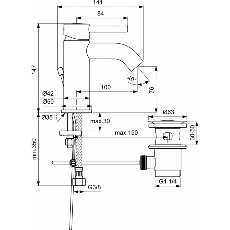 Izlietnes maisītājs Ideal Standard Ceraline, hroms BC193AA