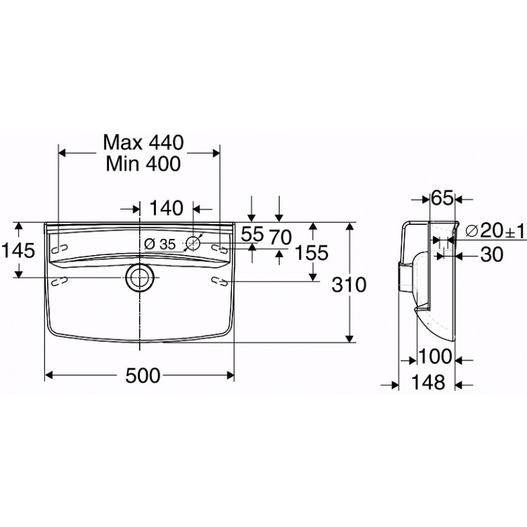 Vannas istabas izlietne IFO Inspira 50x31cm, balta 15017