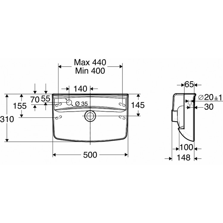 Vannas istabas izlietne IFO Inspira 50x31cm, balta 15018