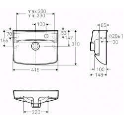 Vannas istabas izlietne IFO 41.5x31cm cm, balta 15047