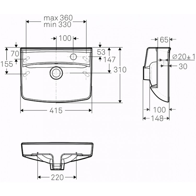 Vannas istabas izlietne IFO 41.5x31cm cm, balta 15047