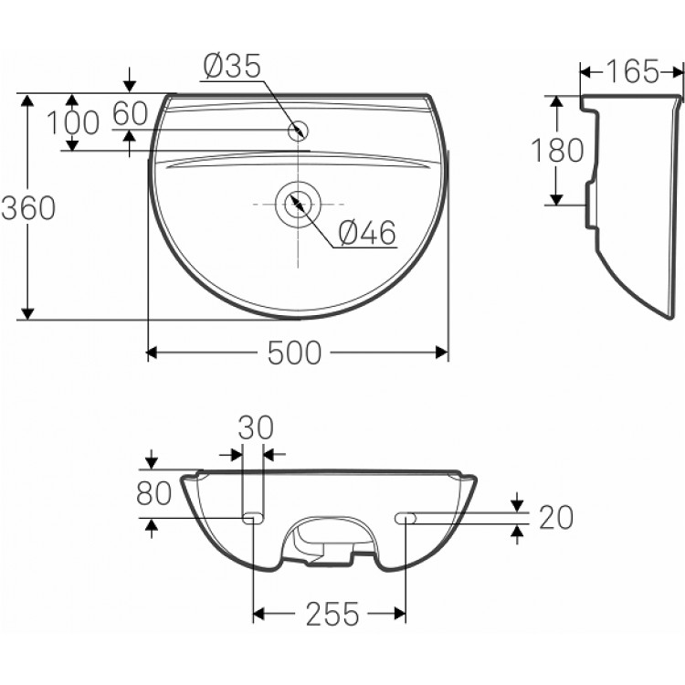 Vannas istabas izlietne IFO Inspira 50x36cm, balta 15052