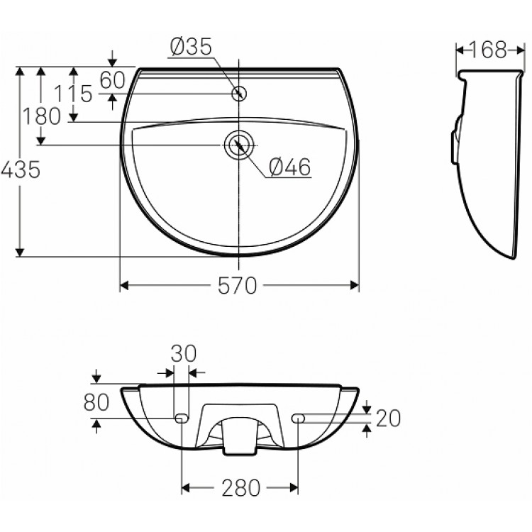 Vannas istabas izlietne IFO Inspira 57x43.5cm, balta 15122