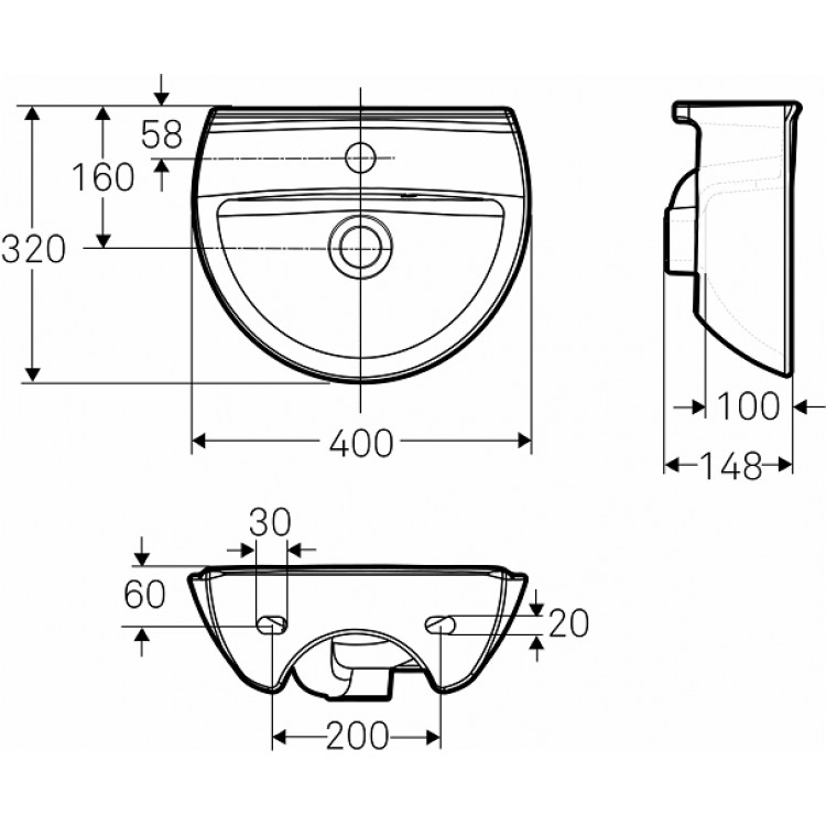 Vannas istabas izlietne IFO Inspira 40x32cm, balta 15142