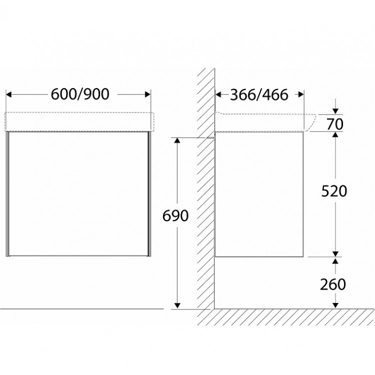 Vannas istabas skapītis ar izlietni IFO Sense, SPMP 60 V1, 42640