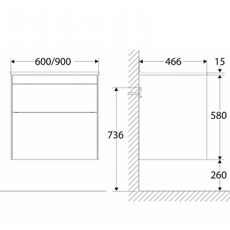 Vannas istabas skapītis ar izlietni IFO Sense, SSMP 60, 42642