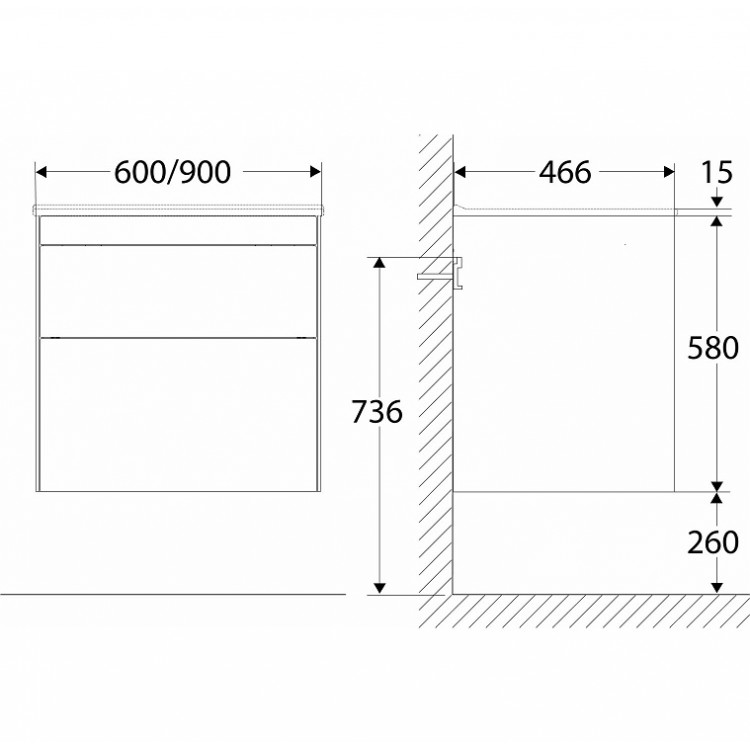 Vannas istabas skapītis ar izlietni IFO Sense, SSMP 90, 42643