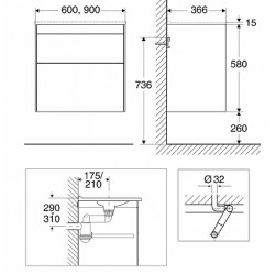 Vannas istabas skapītis ar izlietni IFO Sense, SSMP 60 Compact, 47390