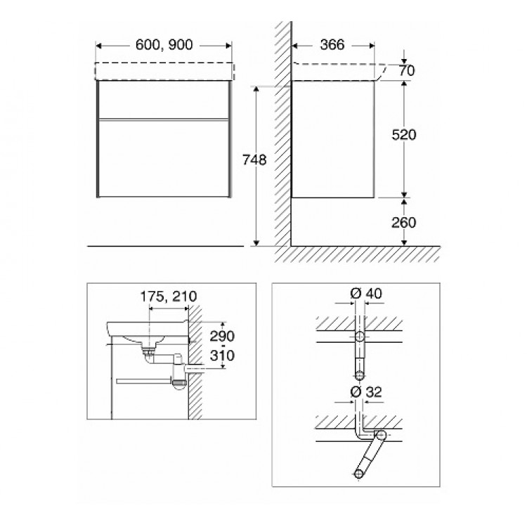Vannas istabas skapītis ar izlietni IFO Sense, SSMP 60 Compact, 47391