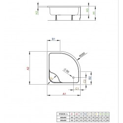 Dušas paliktnis dziļais Radaway INDOS A 900x900, balts