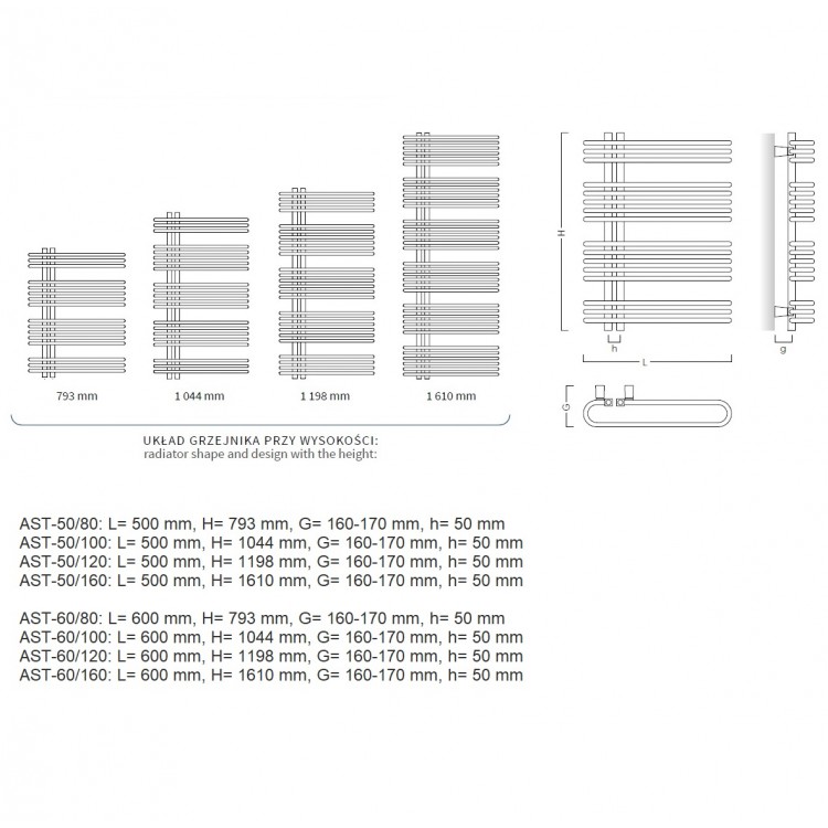 Dvieļu žāvētājs Instal Projekt ASTRO 500x1198mm, balts