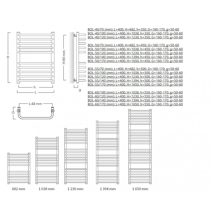 Dvieļu žāvētājs Instal Projekt BOLERO 600x1230mm, balts