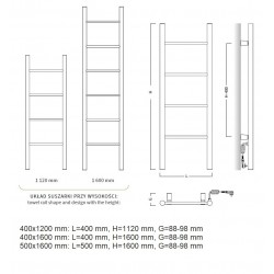 Elektriskais dvieļu žāvētājs Primavera 400x1120mm 87W, melns С31