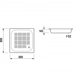 Dušas paliktnis kvadrātveida JIKA SOFIA Tērauda 900x900mm, H2140