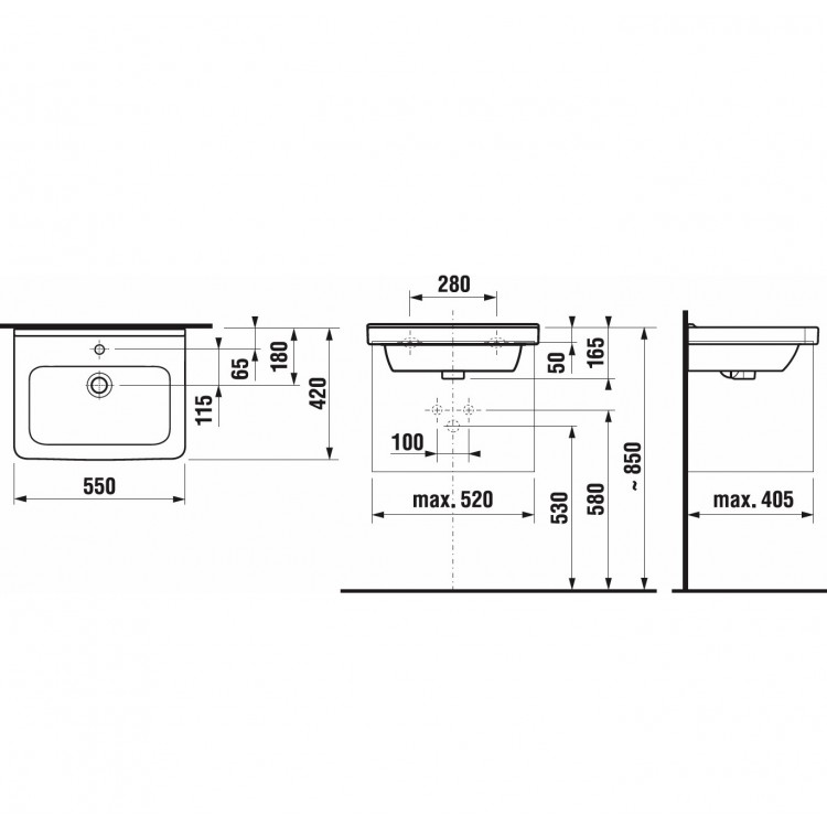 Vannas istabas izlietne JIKA CUBITO 55x42 cm, H8104220001041