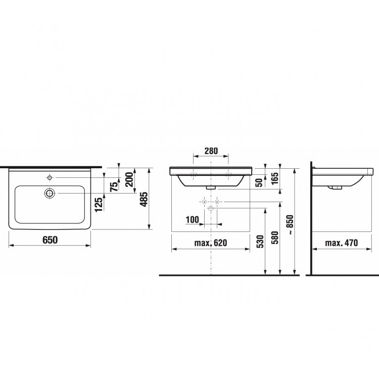 Vannas istabas izlietne JIKA CUBITO 65x48.5 cm, H8104240001041