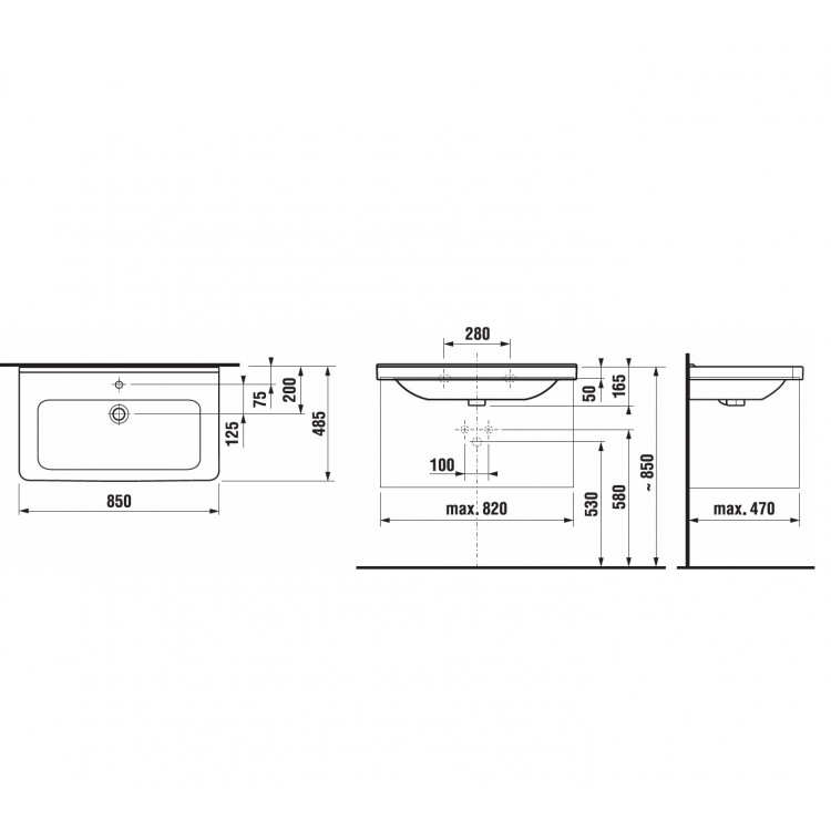 Vannas istabas izlietne JIKA CUBITO 85x48.5 cm, H8104260001041