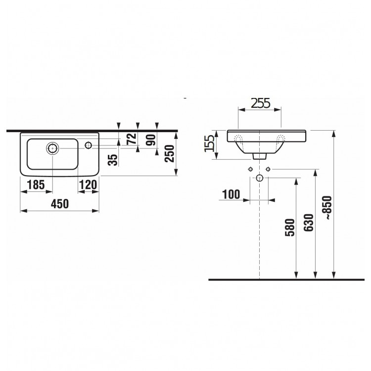 Vannas istabas izlietne JIKA CUBITO 45x25 cm, H8114240001051