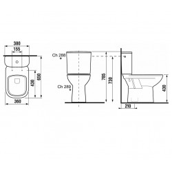 Tualetes pods JIKA Deep ar vertikālu izvadu bez vāka, H8266170002811
