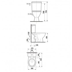 Tualetes pods JIKA Lyra Plus ar cietu vāku, horizontāls izvads 826386/893383