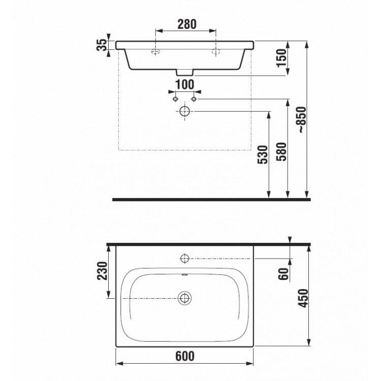 Vannas istabas izlietne JIKA MIO-N 60x45 cm, H8127130001041