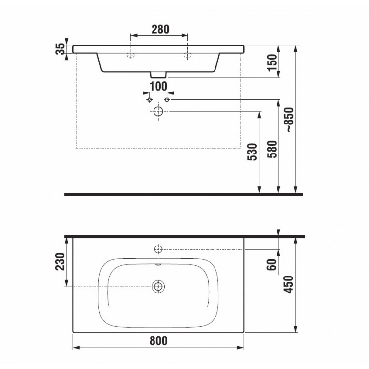 Vannas istabas izlietne JIKA MIO-N 80x45 cm, H8127160001041