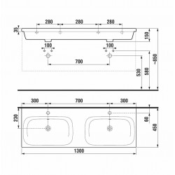Vannas istabas dubultā izlietne JIKA MIO-N 130x45 cm, H8147140001041