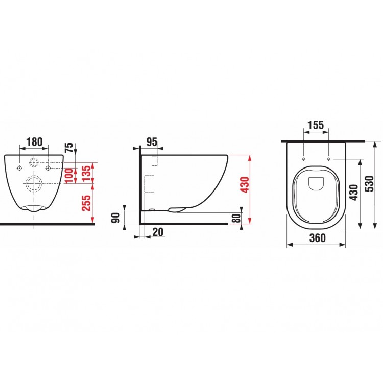 Tualetes pods piekaramais JIKA MIO Rimless bez vāka, melns matēts