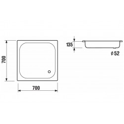 Dušas paliktnis kvadrātveida JIKA SOFIA Tērauda 700x700mm, H2140