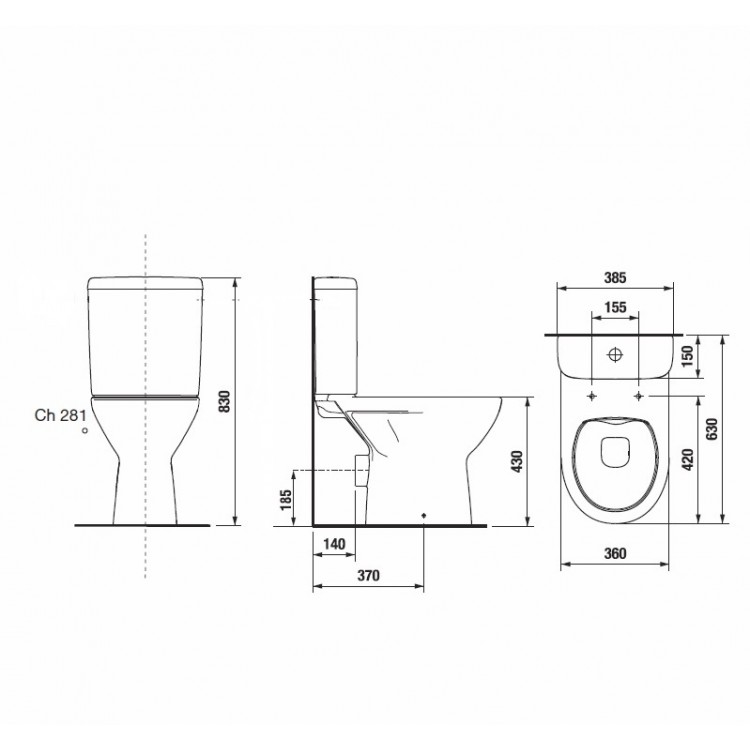 Tualetes pods JIKA Lyra Plus Rimless ar cietu vāku, horizontāls izvads 87386/90385