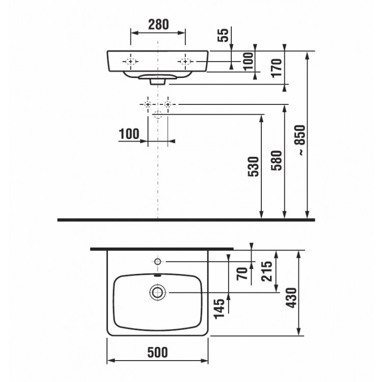 Vannas istabas izlietne JIKA Lyra Plus 50x43 cm, H8103800001041