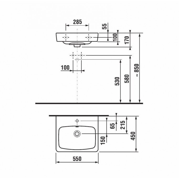 Vannas istabas izlietne JIKA Lyra Plus 55x45 cm, H8103810001041