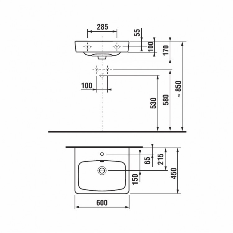 Vannas istabas izlietne JIKA Lyra Plus 60x45 cm, H8103820001041