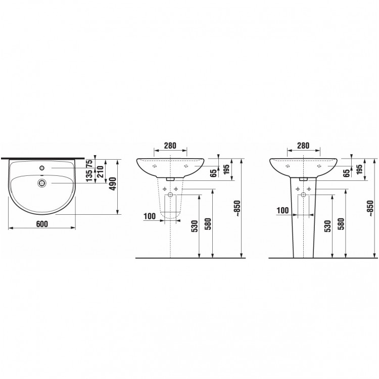 Vannas istabas izlietne JIKA Lyra Plus 60x49 cm, H8143830001041