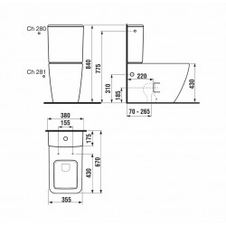 Tualetes pods JIKA MIO-N Rimless ar SC/QR vāku, univesāls izvads, balts 