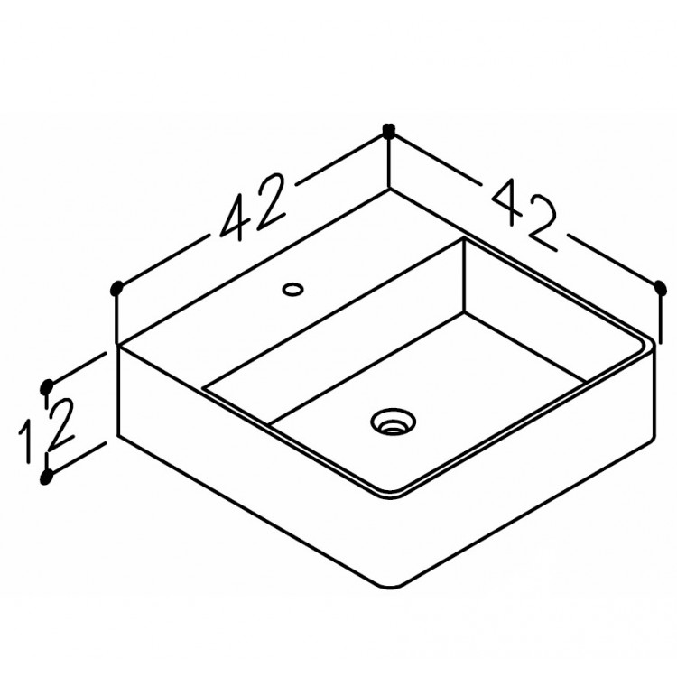 Vannas istabas uzliekamā izlietne KAME QUADRO 42x42cm, WB424212