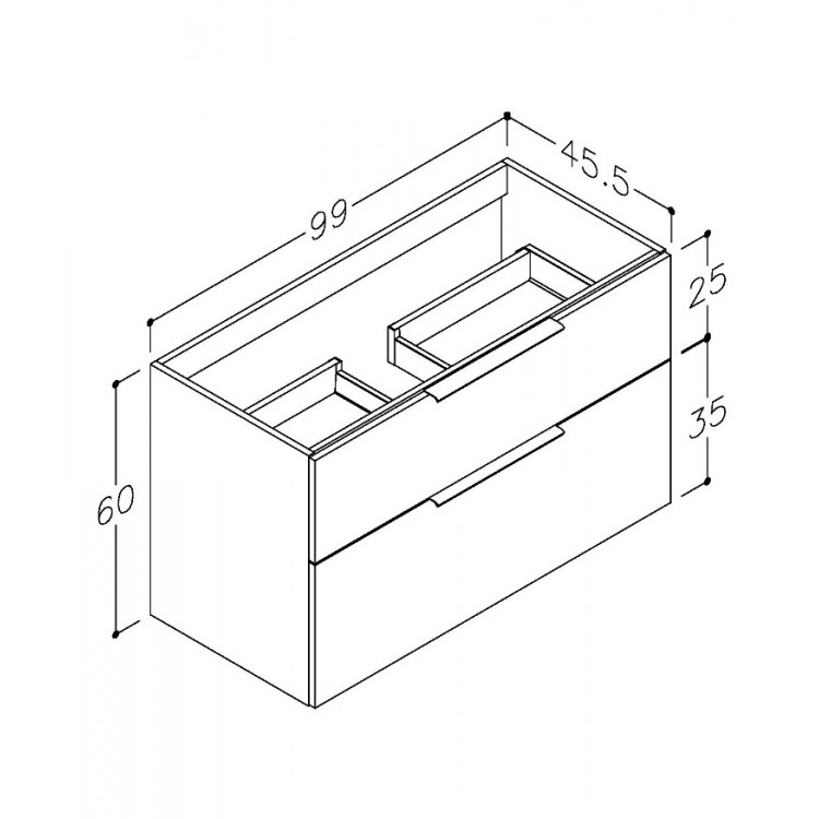 Vannas istabas skapītis izlietnei KAME BIG 100cm, BU/10-3DR/GS-BIG/BL