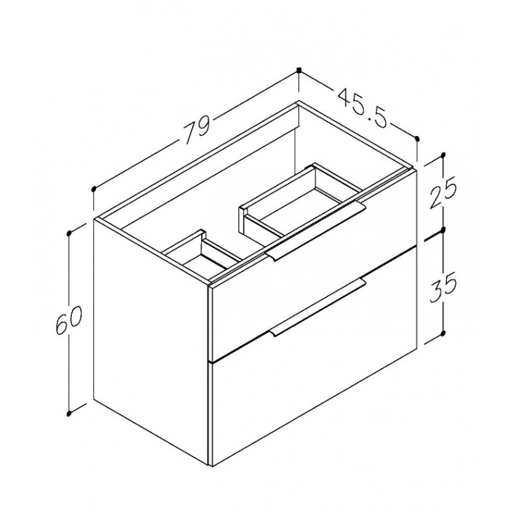 Vannas istabas skapītis izlietnei KAME BIG 80cm, BU/8-3DR/WS-BIG/CH