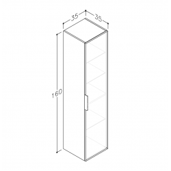 Vannas istabas augstais skapis KAME BIG 160x35cm, sarkans antīks
