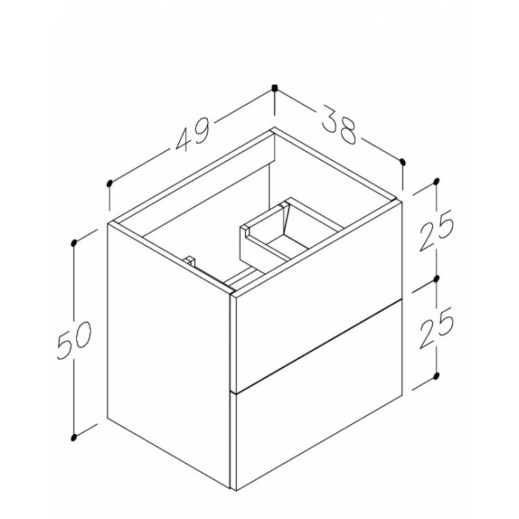 Vannas istabas skapītis izlietnei Kame DUET 50cm, BU/5-2DR/35