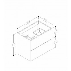 Vannas istabas skapītis izlietnei Kame DUET 60cm, BU/6-2DR/1