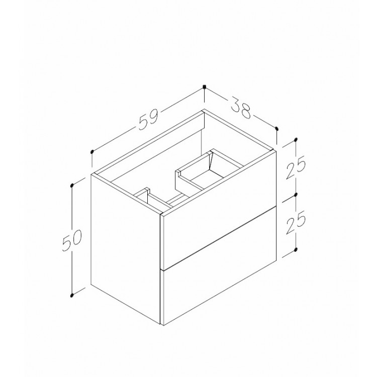 Vannas istabas skapītis izlietnei Kame DUET 60cm, BU/6-2DR/1