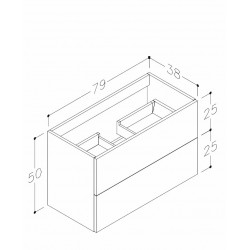 Vannas istabas skapītis izlietnei Kame DUET 80cm, BU/8-2DR/D1