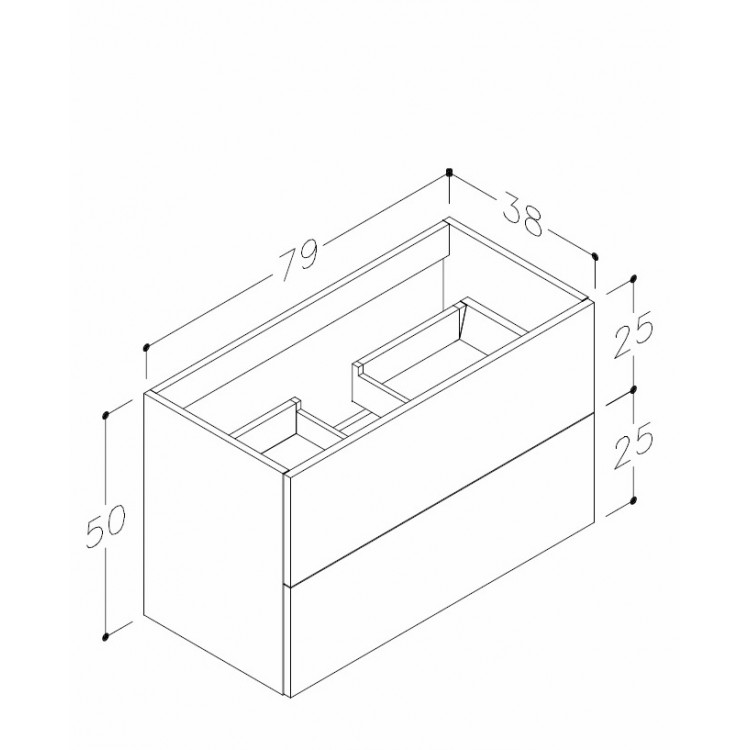 Vannas istabas skapītis izlietnei Kame DUET 80cm, BU/8-2DR/35