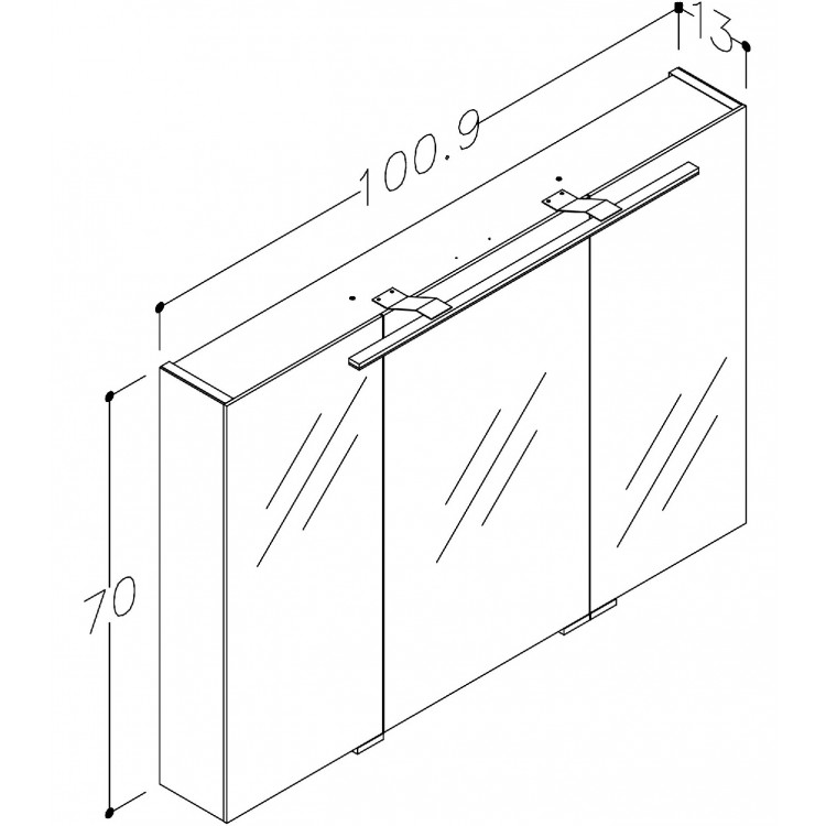 Vannas istabas skapītis ar spoguli KAME Garda 100x70 cm,MC2DML/100-70