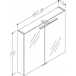 Vannas istabas skapītis ar spoguli KAME Garda 80x70 cm,MC2DML/80-70/M